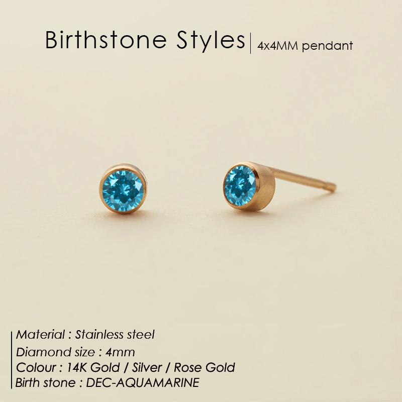 SUNIBI Stainless Steel Earrings for Women Birthstone Piercing Gun Gold Color Ear Stud Push-Back Piercing Gifts Jewelry Wholesale