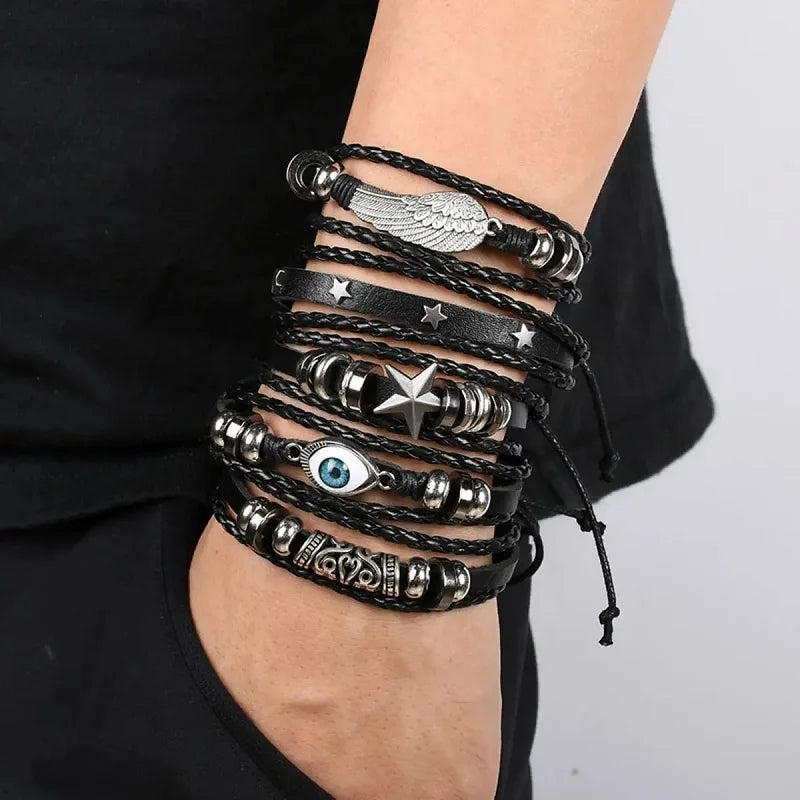 Rock Gothic Multilayer Leather Bracelet - Jeglowstore