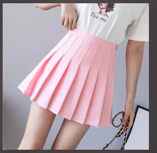 High Waist Pleated Mini Skirt