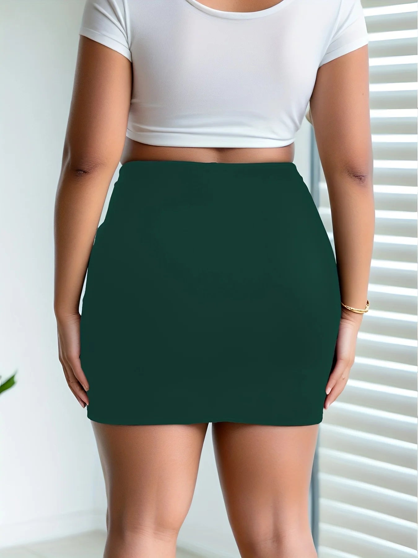 Plus Size Solid Bodycon Pencil Mini Skirt - Jeglowstore