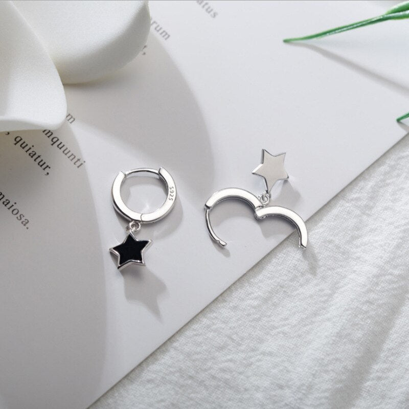 CIAXY Silver Color Small Five-pointed Star Earrings for Women Girl Simple Korean Fashion Ear Buckles Earring Trendy Jewelry