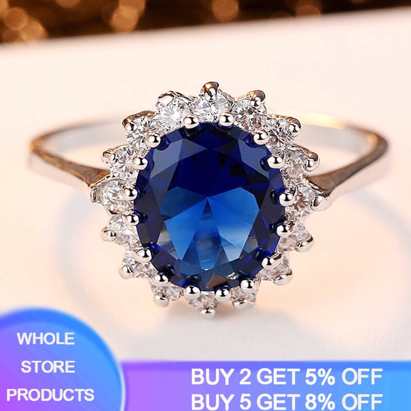 With Credentials Princess Cut 3.2ct Lab Sapphire Ring Original Tibetan Silver 925 Engagement Wedding Band Jewelry Ring for Women