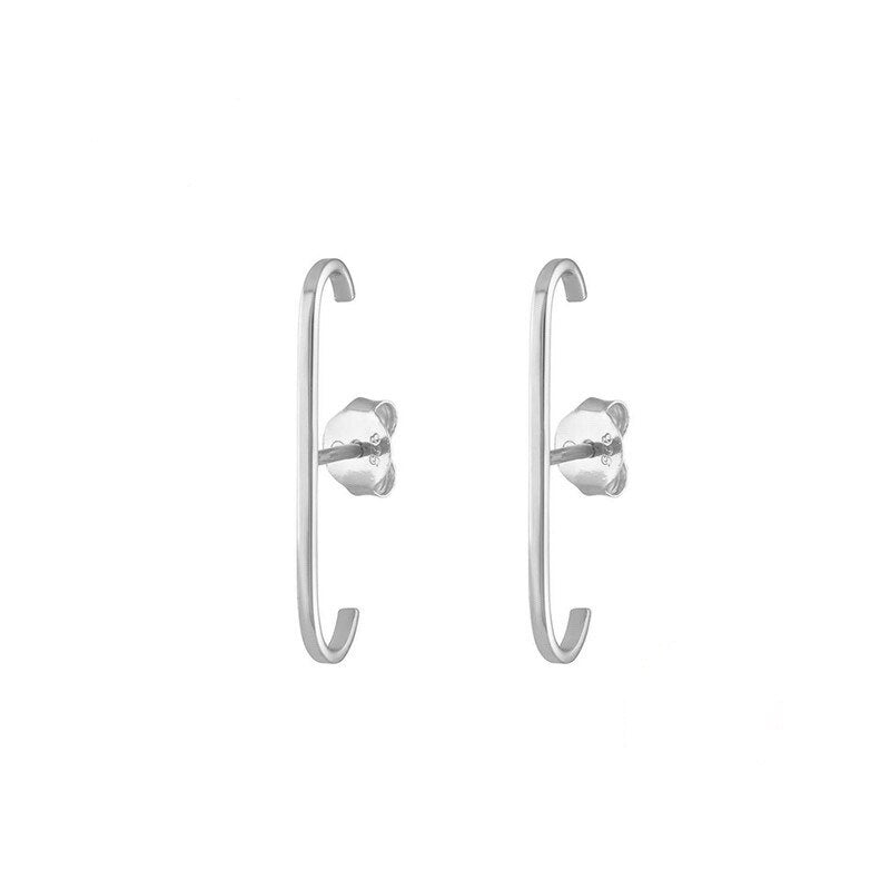 SIPENGJEL Fashion Single Row Crystal Zircon Geometric Stud Earrings for Women Ear Hook Clip Earrings Statement Piercing Jewelry