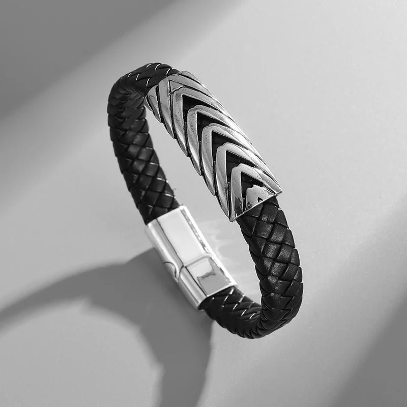 Business Style Leather Men’s Bracelet - Jeglowstore