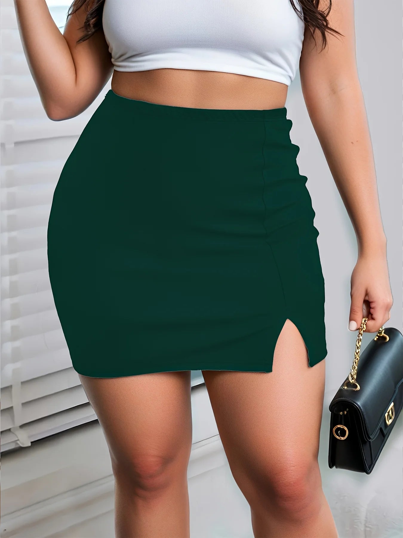 Plus Size Solid Bodycon Pencil Mini Skirt - Jeglowstore