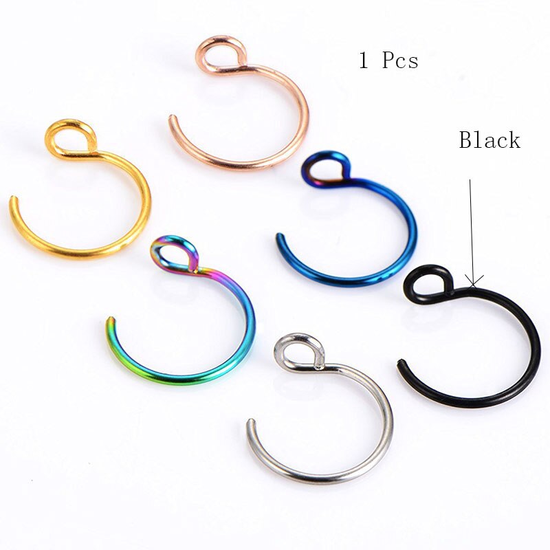 1PC G23 Titanium Nose Rings D Shape Nose Hoop Stud Ear Cartilage Piercing Nose Nostril Piercing Nariz Body Jewelry Piercings