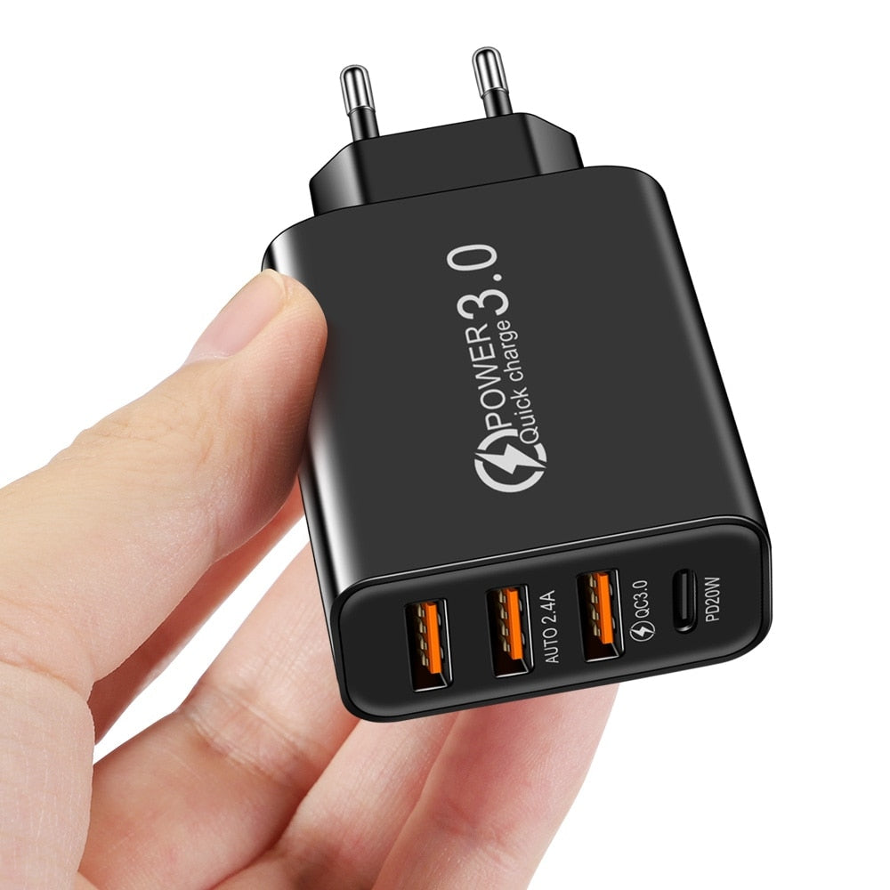 3USB Type C Power Adapter Wall Charger Fast Charging Phone Charger PD Power Adapter for Samsung Xiaomi iPhone QC3.0 Wall Phone