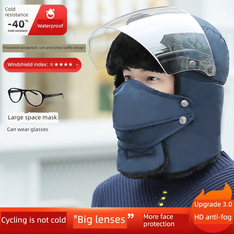 Women's Winter Cold-Proof Cycling Warm Artifact Eye Protection Hat