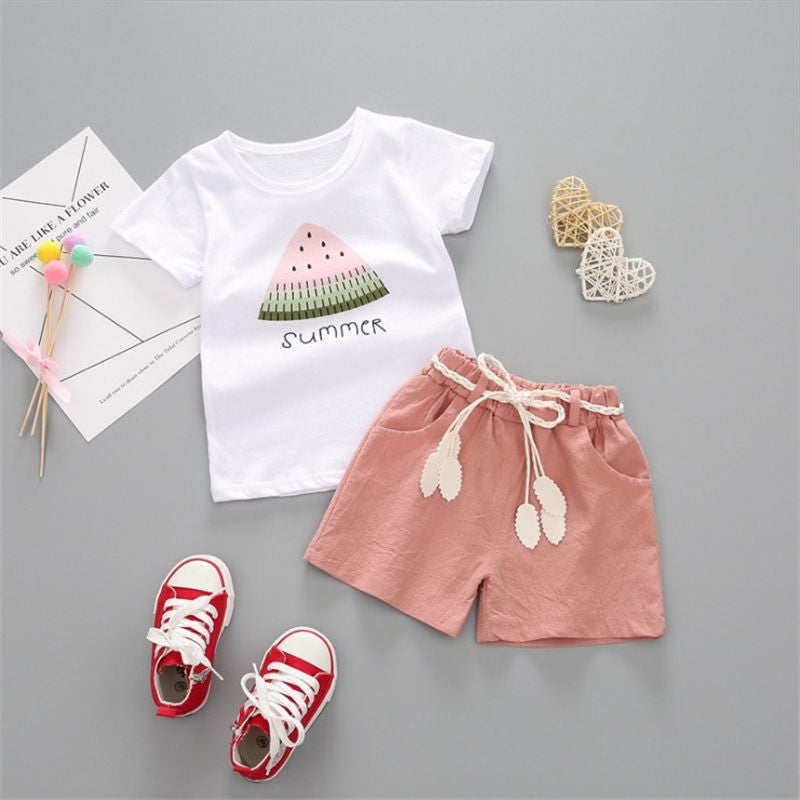 BibiCola summer girls clothing set 2pcs tracksuit children cotton suit kids cartoon outfits short sleeve baby girls clothes sets
