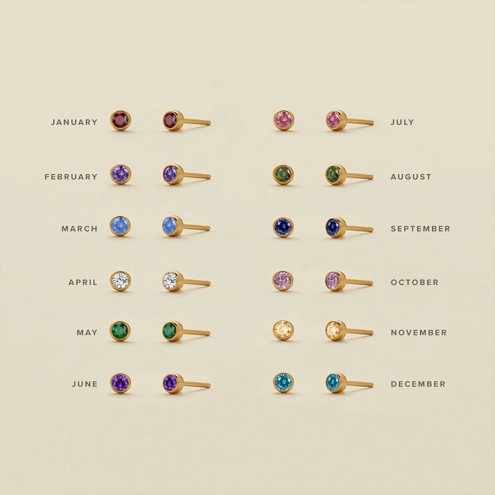 SUNIBI Stainless Steel Earrings for Women Birthstone Piercing Gun Gold Color Ear Stud Push-Back Piercing Gifts Jewelry Wholesale