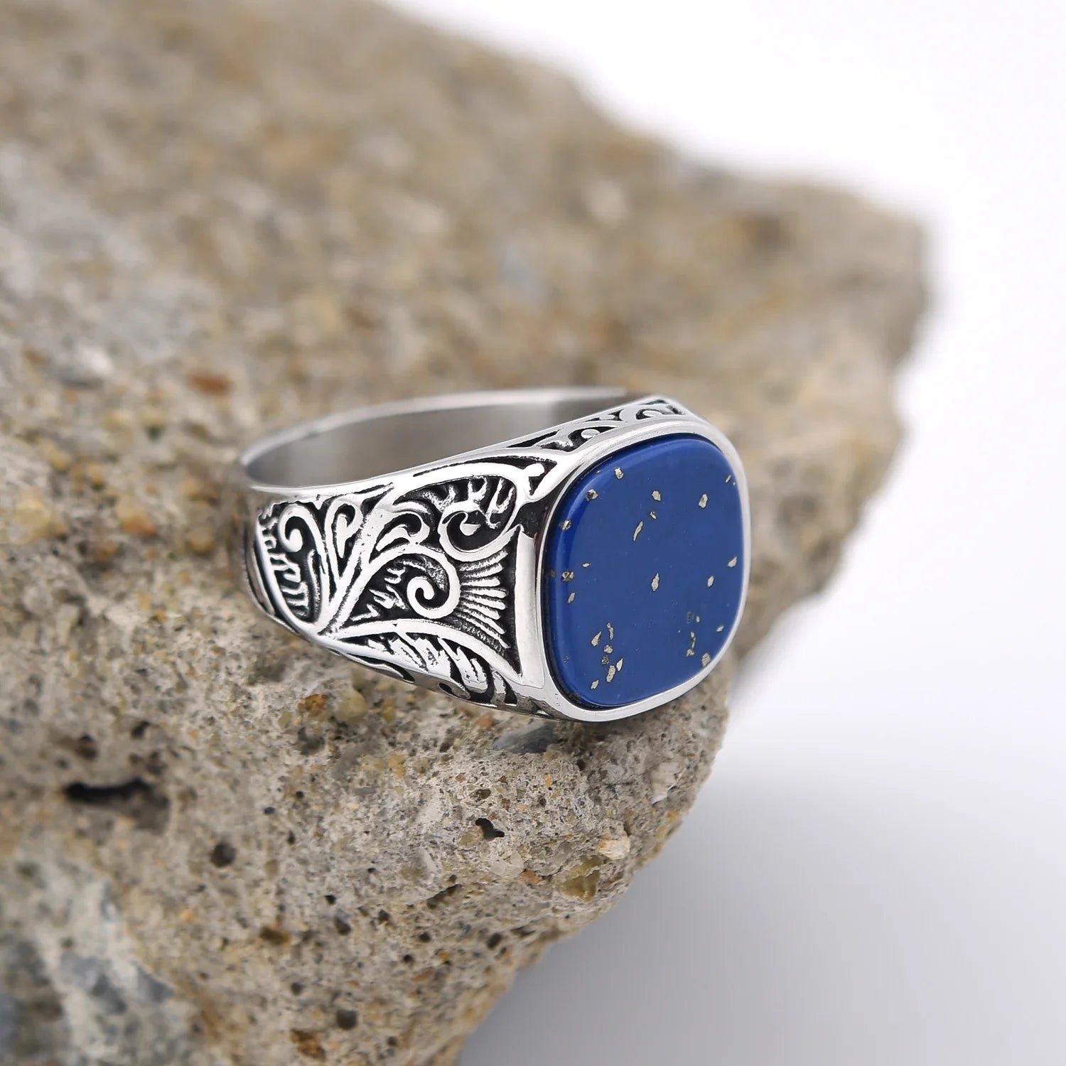 Men’s Multi-Color Stainless Steel Gemstone Ring - Jeglowstore