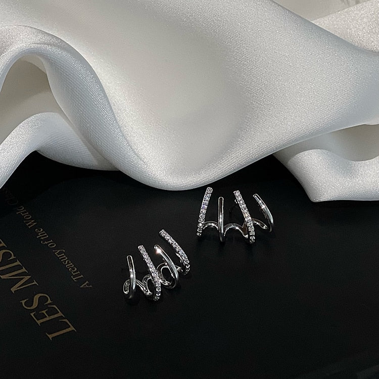 Fashion Cross Stud Earrings For Women Girls Korean Style Elegant Crystal Jewelry Ear Rings Fishtail Lady Earrings Gift