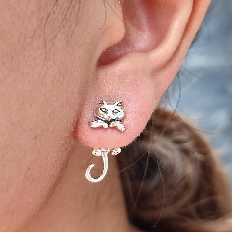 1Pair Cute Cat Frog Earrings for Women Men Funny Animal Stud Earrings Statement Earring Tibetan silver Ear Piercing Jewelry Gift