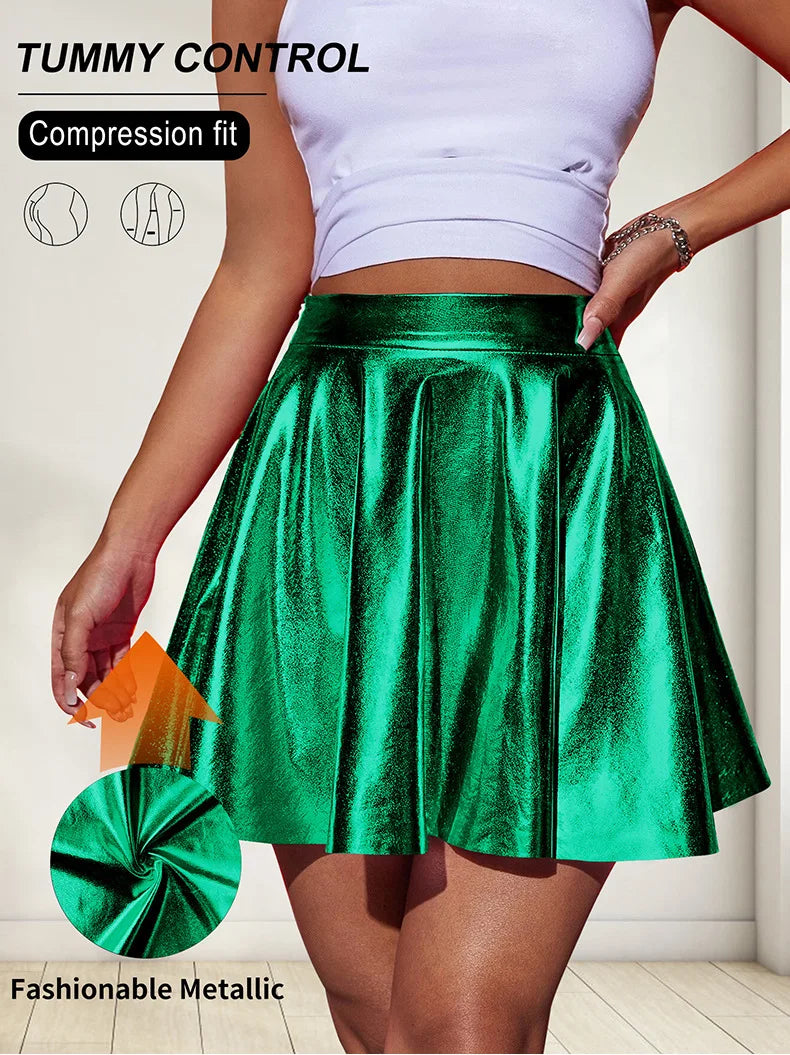 Faux Leather High Waist Yoga Skirt