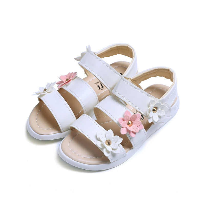 Girls Sandals Gladiator Flowers Sweet Soft Children Beach Shoes Kids Summer Floral Sandals Princess Fashion Cute High Quality