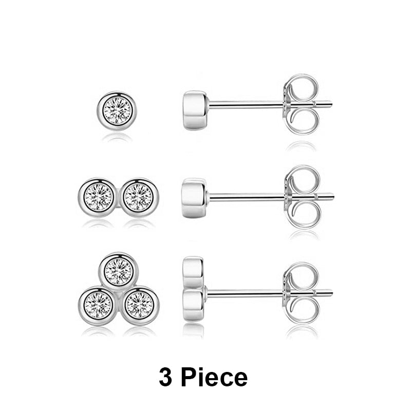 CANNER Aros 18K Gold Plated Earring Set 925 Sterling Silver Small Ear Bone Piercing Earrings For Women 3PCS Jewelry Accessories