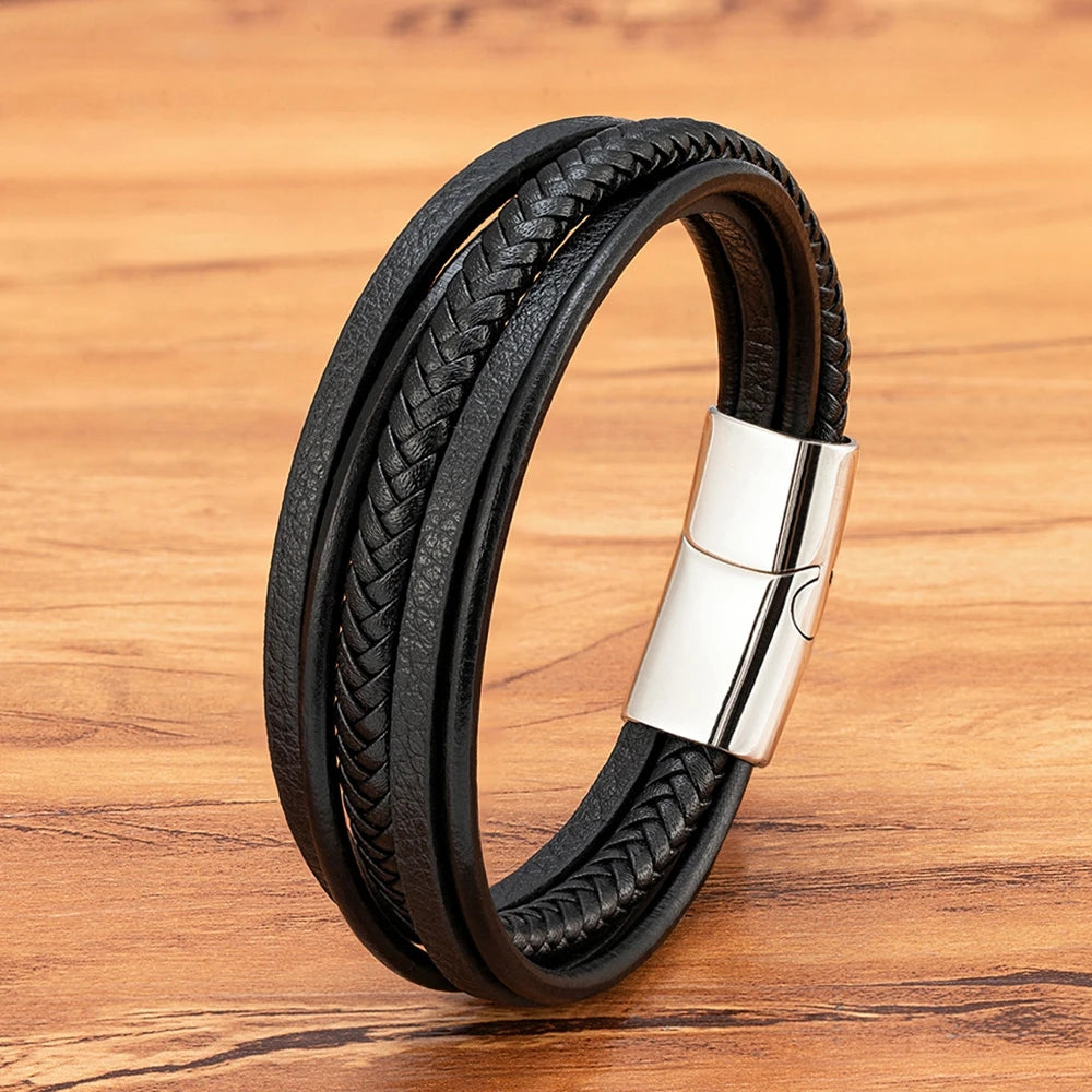 Men’s Multilayer Woven Leather Bracelet