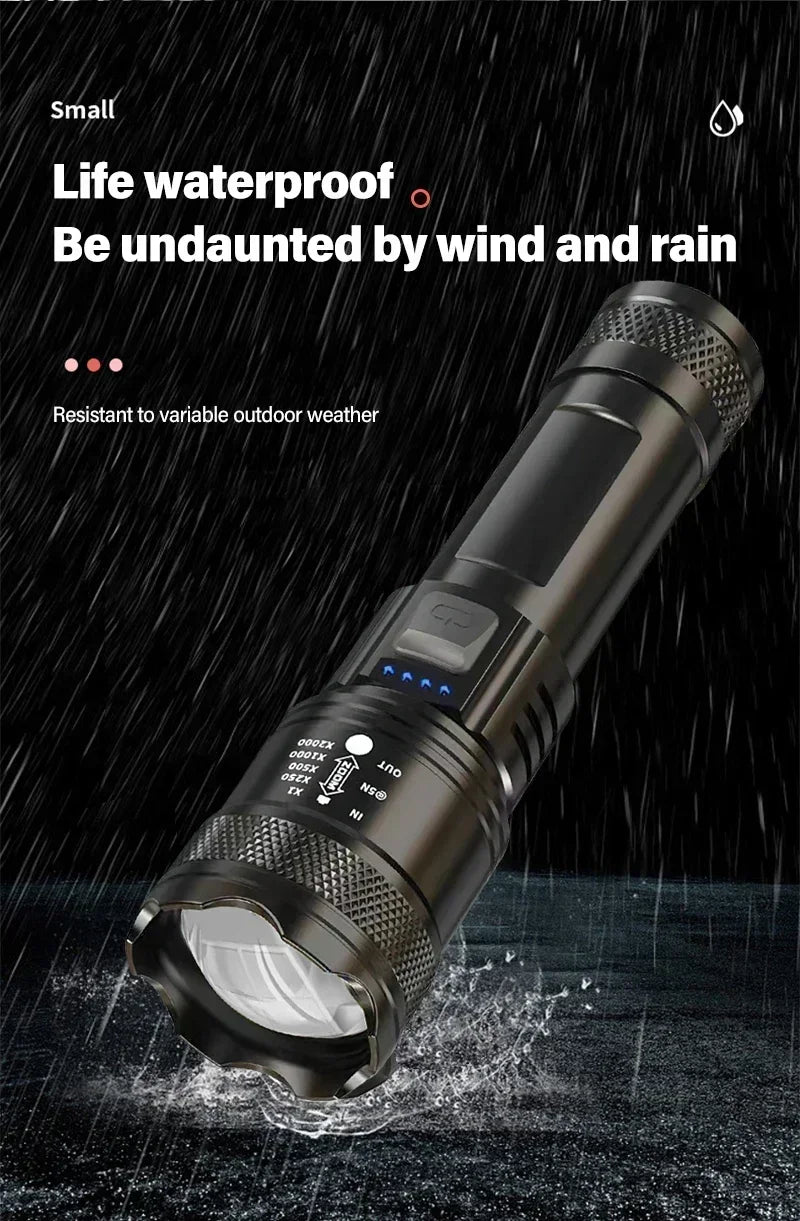 Super Bright LED Flashlight USB Rechargeable Flashlights with Tactical Zoom High Power Spotlight Outdoor Camping Fishing Torch