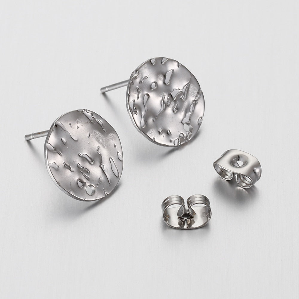 No Fade 10pcs Stainless Steel Ear Studs Earring Post Base Pins with Ear Backs Earplug for Earrings DIY Jewelry Making Components