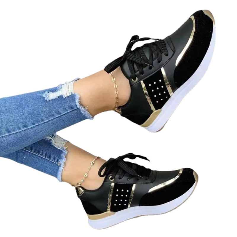 Sneakers Women Platform Shoes Leather Patchwork woman Casual shoes Sport Shoes Ladies Outdoor Running Vulcanized Shoes