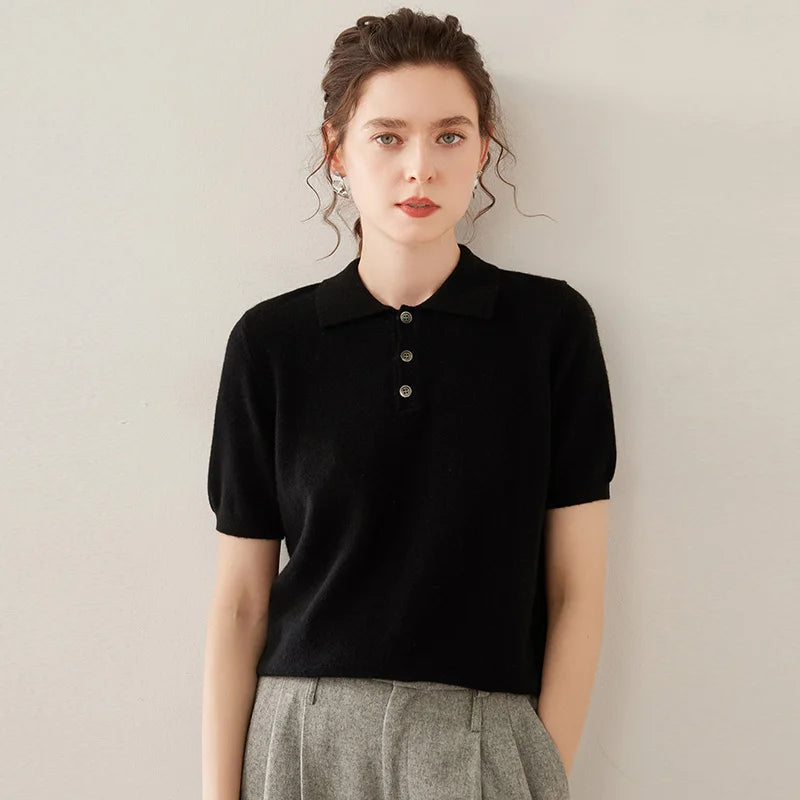 Women’s Cashmere Polo T shirt