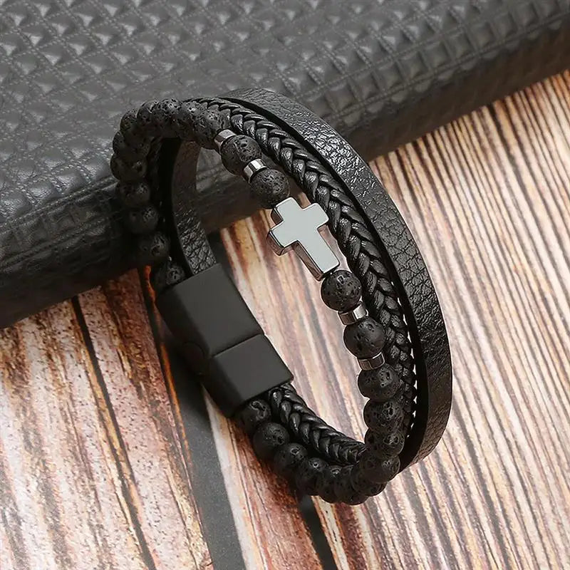 Men’s Classic Handwoven Leather Bracelet - Jeglowstore
