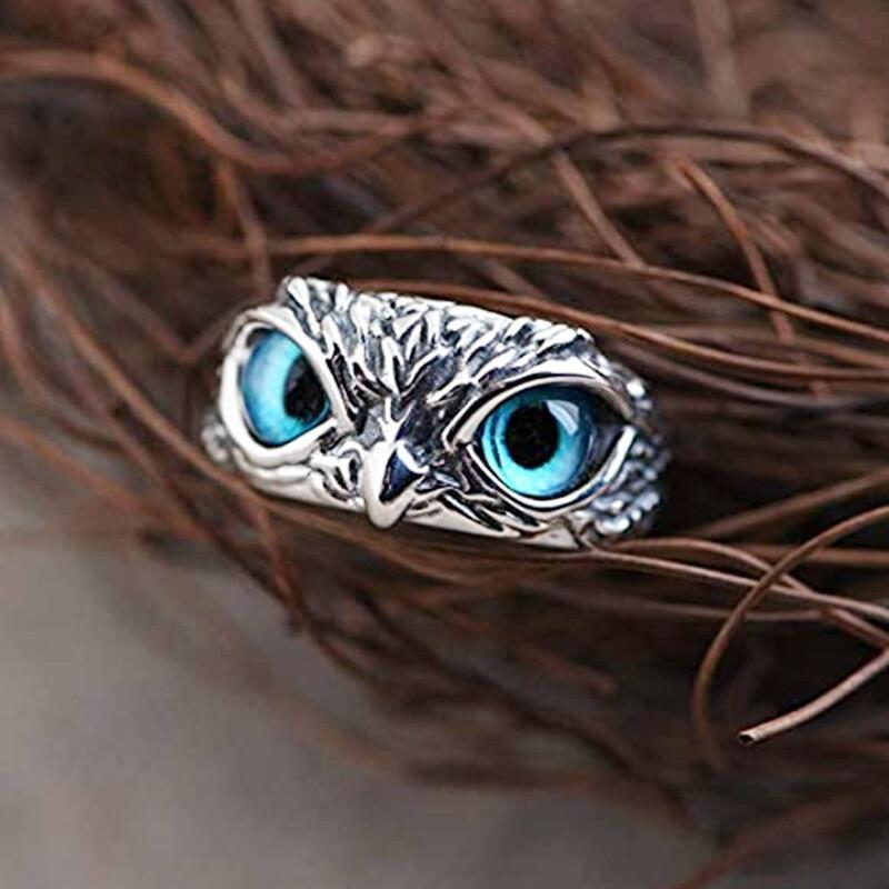Punk eyes ring Cute Green Monster Ring For Women Fashion Sweet Two Color Cat Eyes Open Couple Ring party Finger Accessories