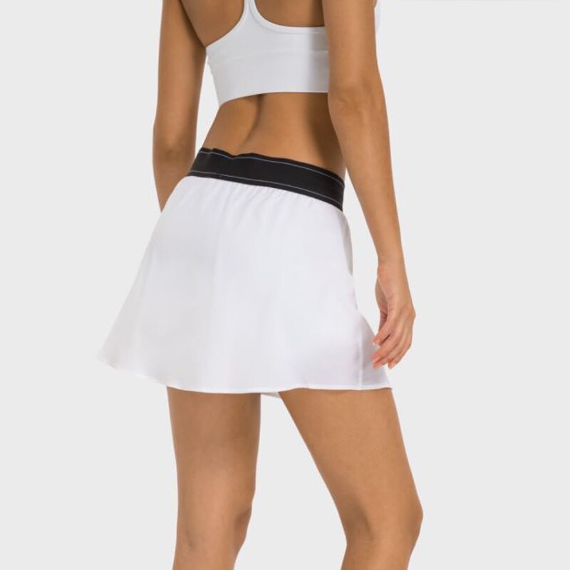 A Logo Match Point Flowy A-line Tennis Skirt With Comfy Inner Short Lightweight Woven Skirts Hidden Pocket for Key or Cards