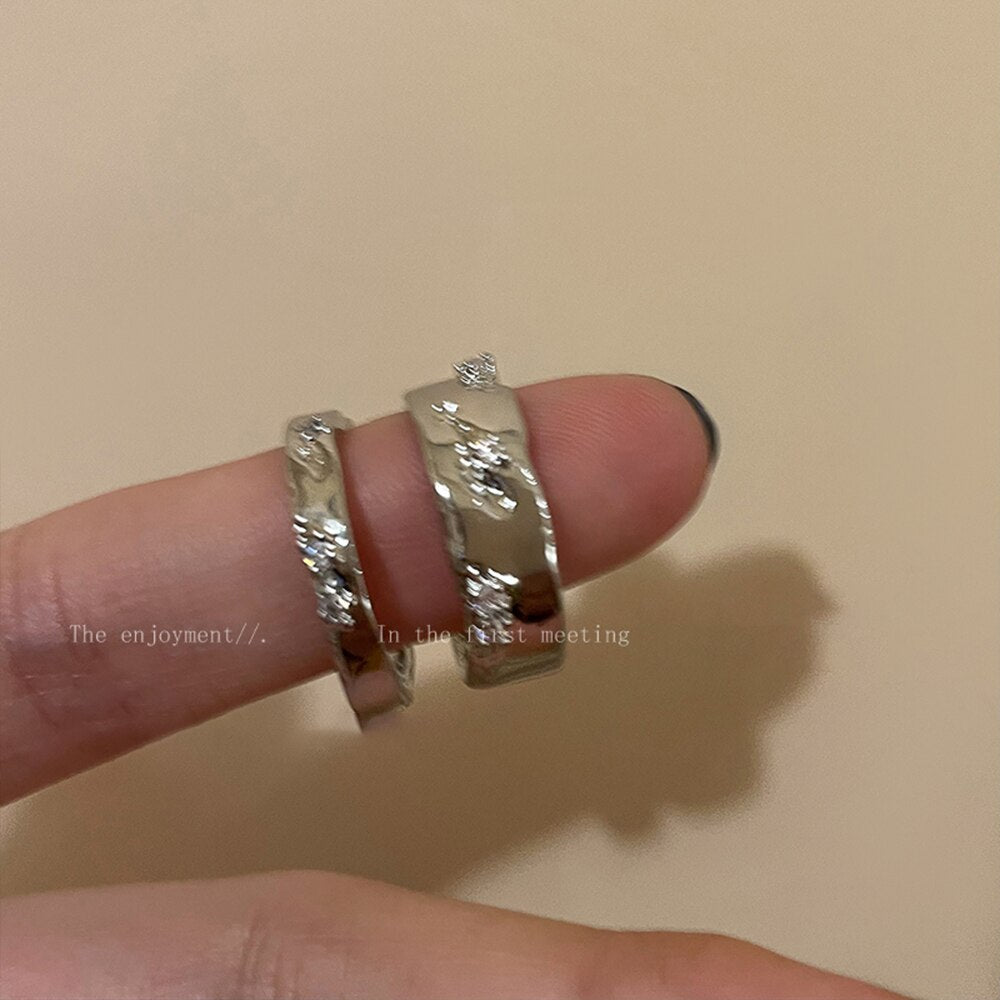 Gold Color Heart Zircon Rings Set For Women Girls Adjustable Minimalism Luxury Twist  Ring Fashion 2023 New Jewelry Trendy Gifts