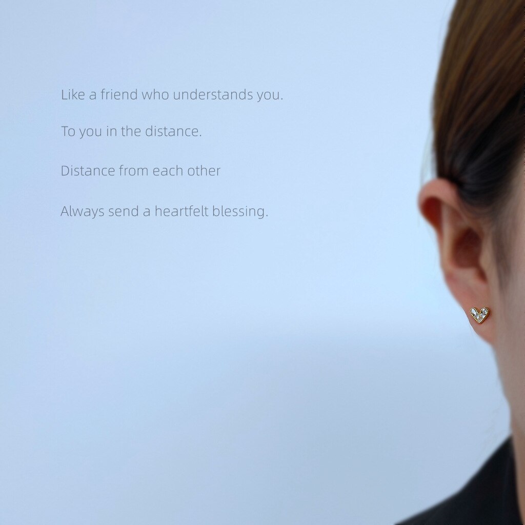 Fashion Rhinestone Stitching Heart Small Stud Earrings Pink Girls Daily Wear Earrings Girl Gift Jewelry 2022