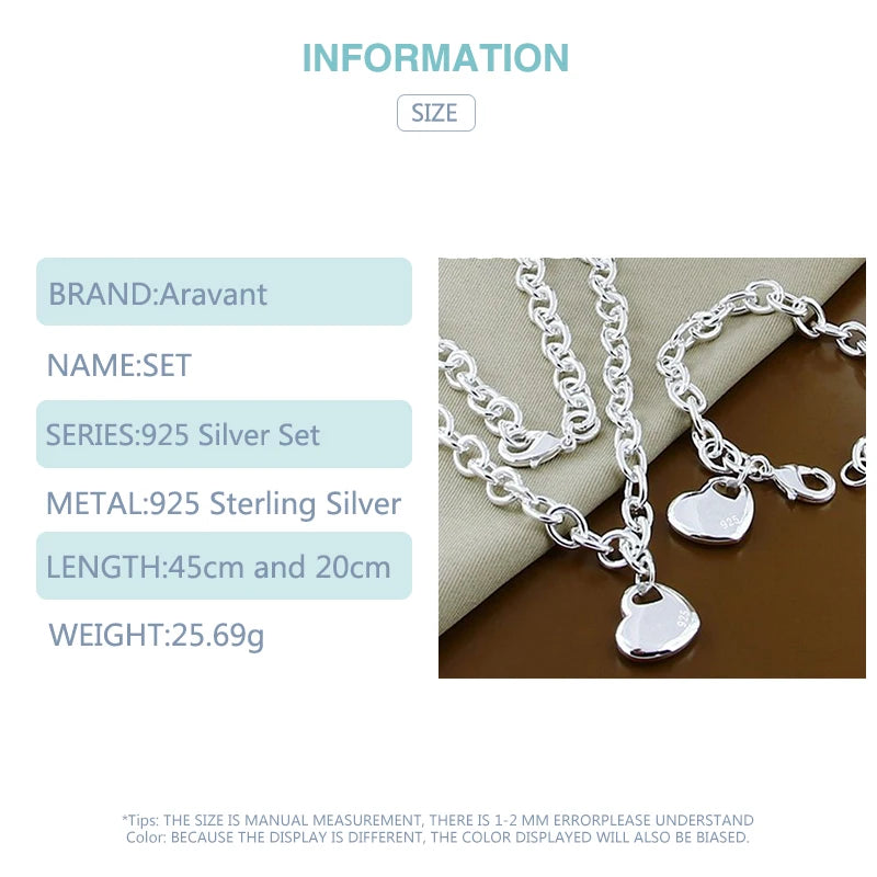Bridal Love Heart Necklace & Bracelet Set - Jeglowstore