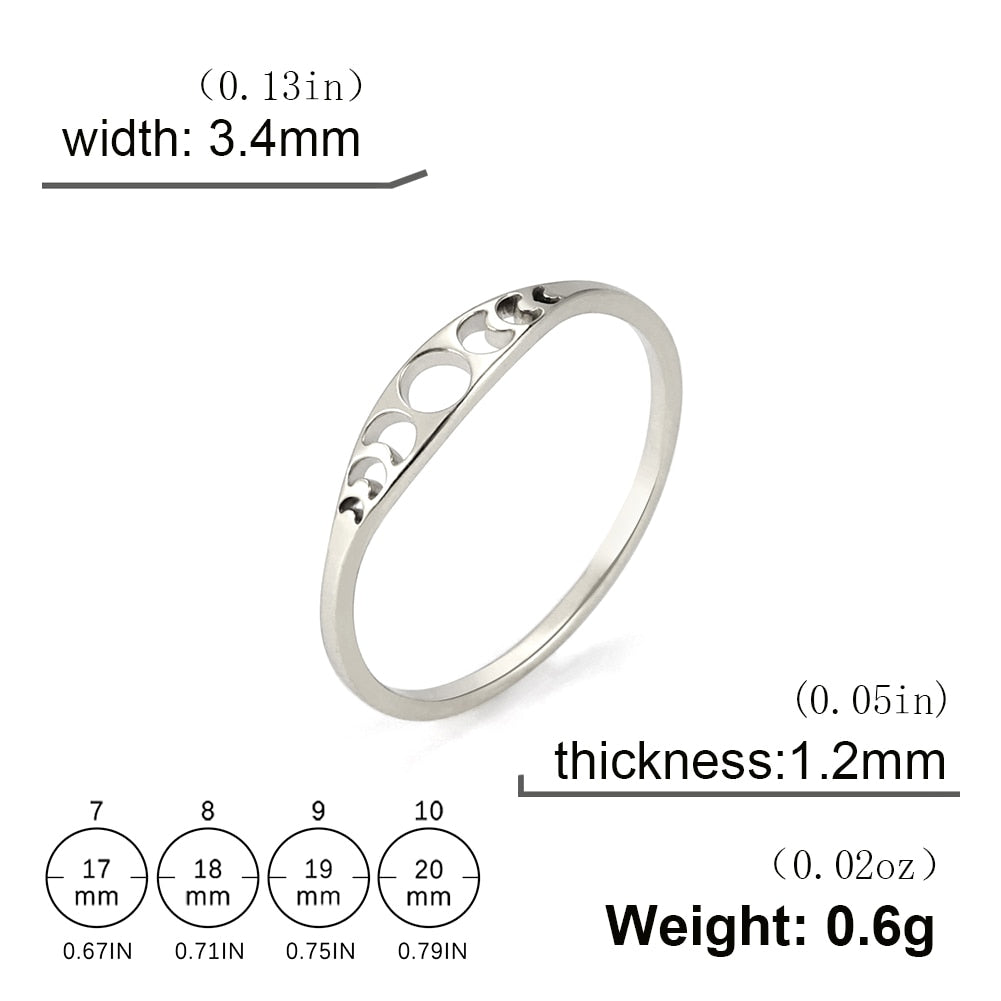 Skyrim Moon Phase Ring Stainless Steel Crescent Moon Women Rings 2023 Witch Amulet Jewelry Gift for Lover Friends Wholesale