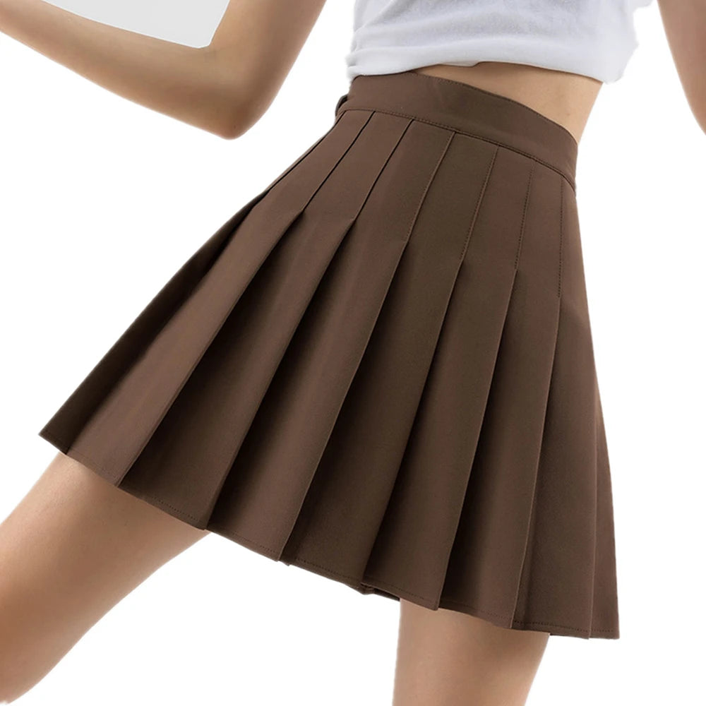 High Waist Plaid Pleated Mini Skirt with Zipper