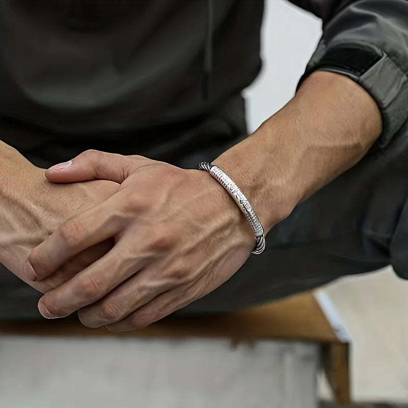 Sterling Silver Woven Leather Bracelet - Jeglowstore