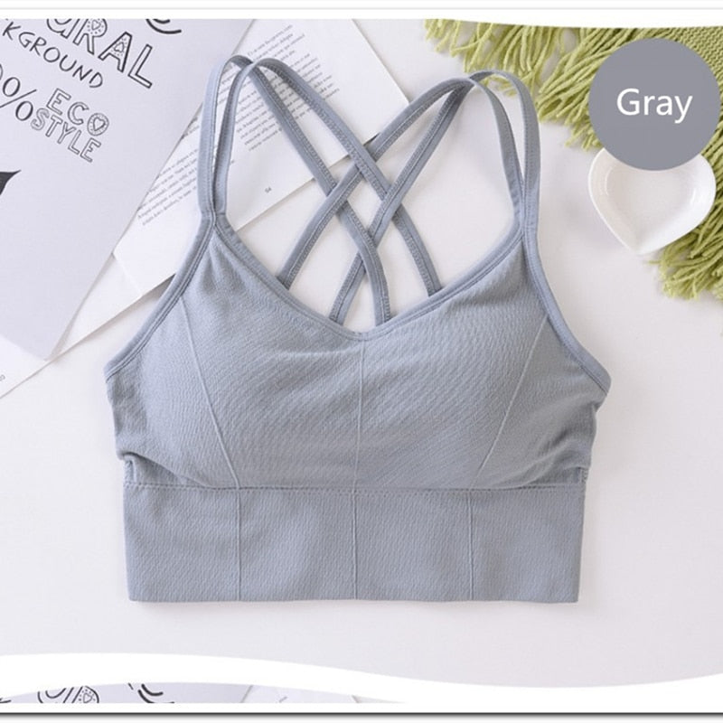 Fitness Sports Bra Women Shockproof Sexy High-Intensity Yoga Bra Bralette Running Gym Vest Cotton Underwear Fashion Beauty Back