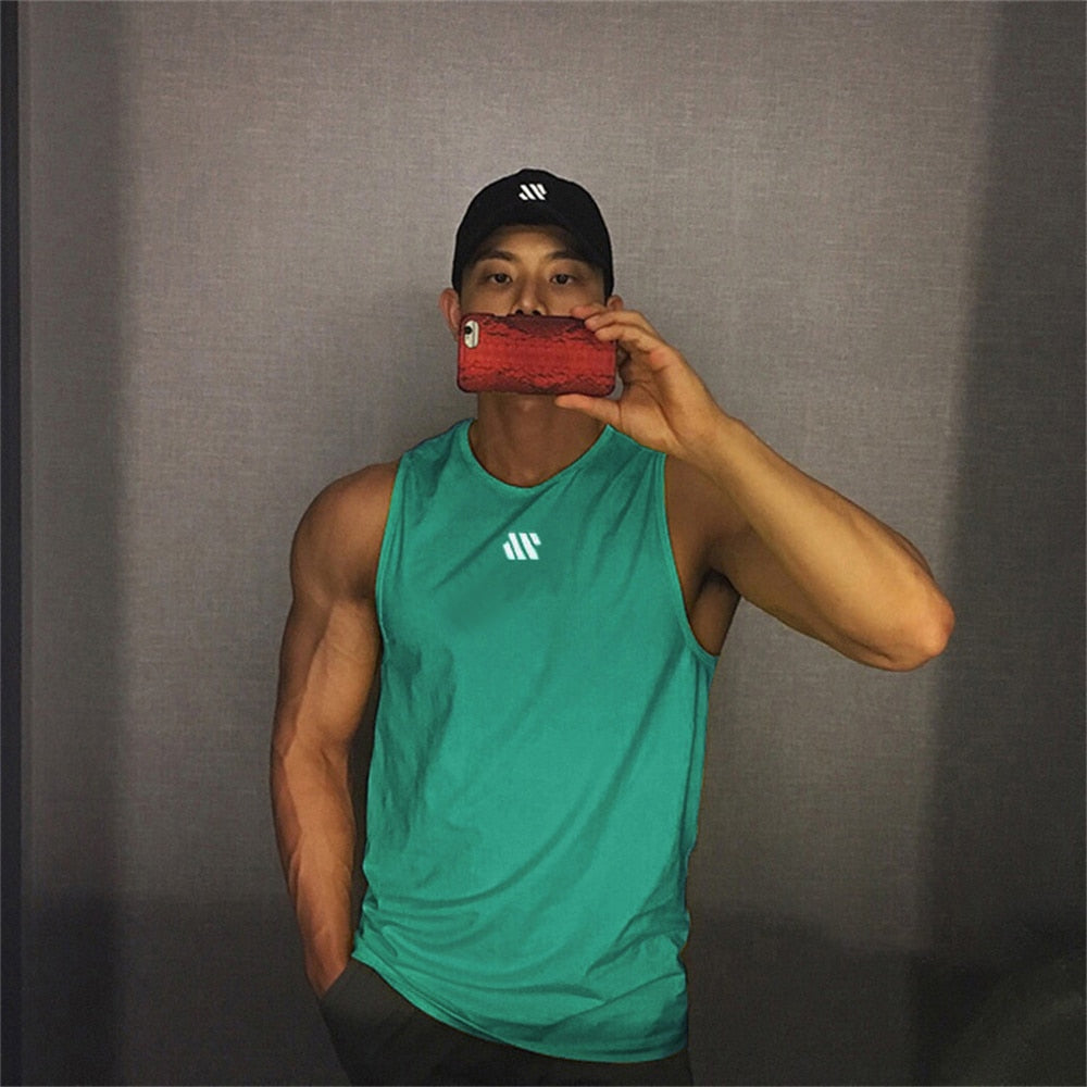 Men's Summer Gym Shirt Street High Quality Sleeveless T-shirts For Men Tank Tops Workout Fitness Singlets Sport Vest Clothing