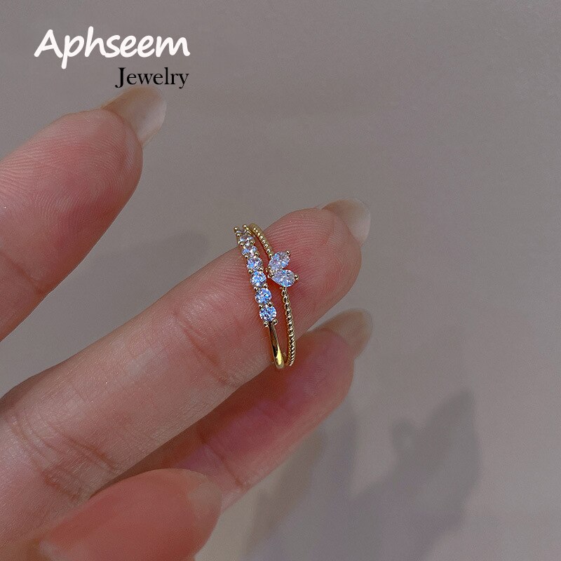 New Fashion Weave Crystal Heart Shaped Cute Wedding band Rings For Women Gold Color Engagement Female Party Ring Gift Jewerly