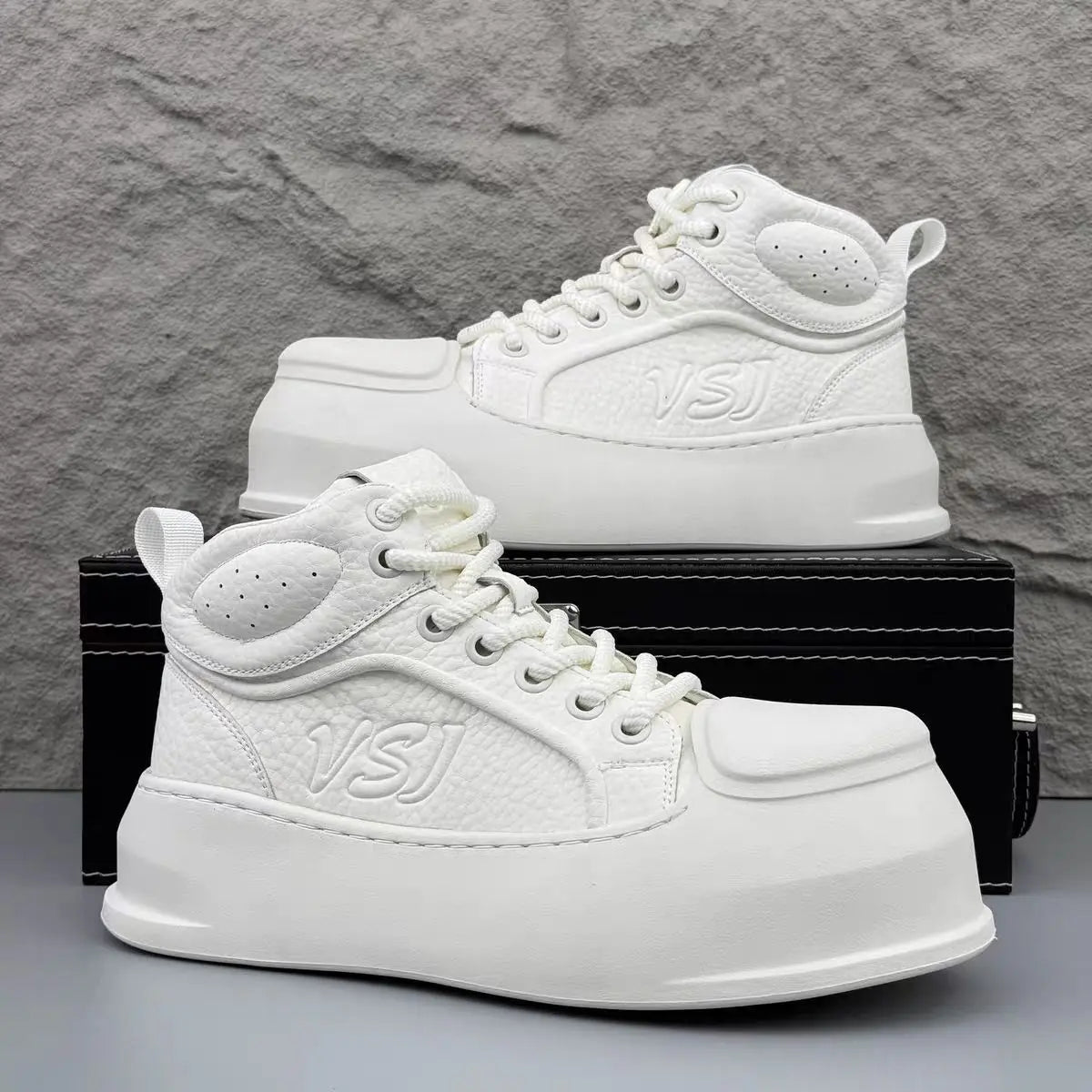 Men’s High-Top PU Leather Platform Sneakers - Jeglowstore