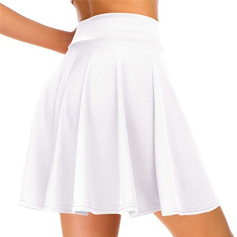Summer Ladies Pleated Skirt Casual High Waist A Line Solid Color Mini Skirt Female Fashion Skirt New