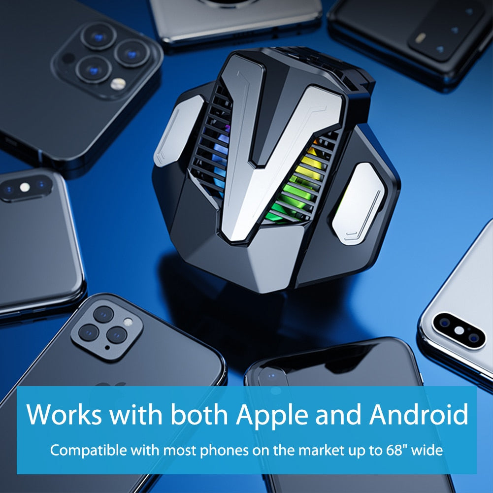 Portable Mobile Phone Radiator Phone Cooling Fan Case For PUGB Phone Cooler Artifat 7 Blade Radiator Button Cell Phone Heat Sink