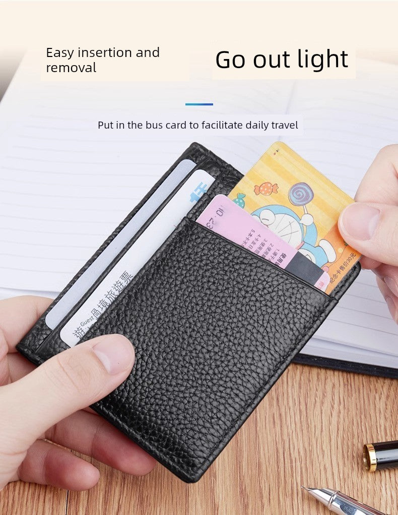 Ultra-Thin Genuine Leather Card Holder Men Driver's License Wallet Small and Simple Multi-Card Card Clip