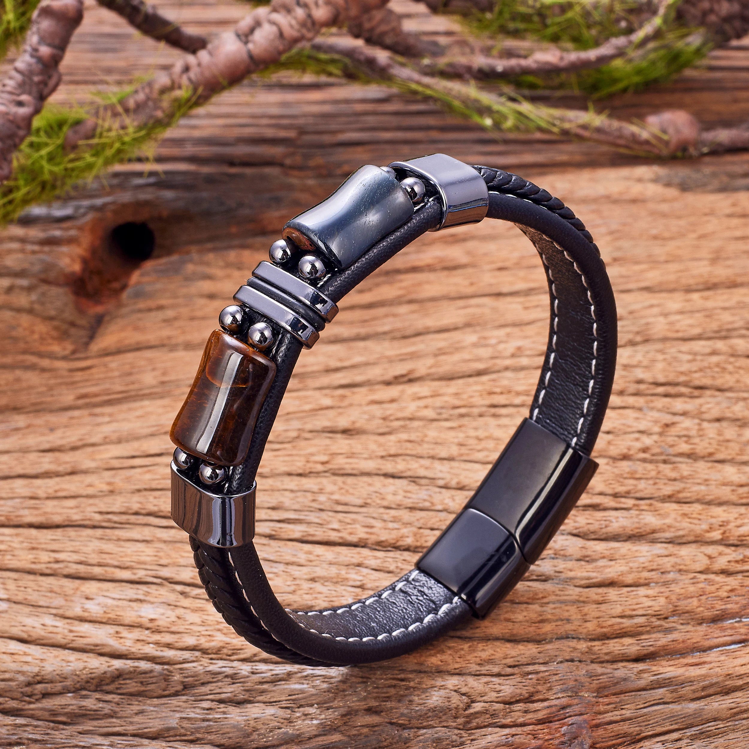 Geometric Tiger Eye Men’s Bracelet - Jeglowstore