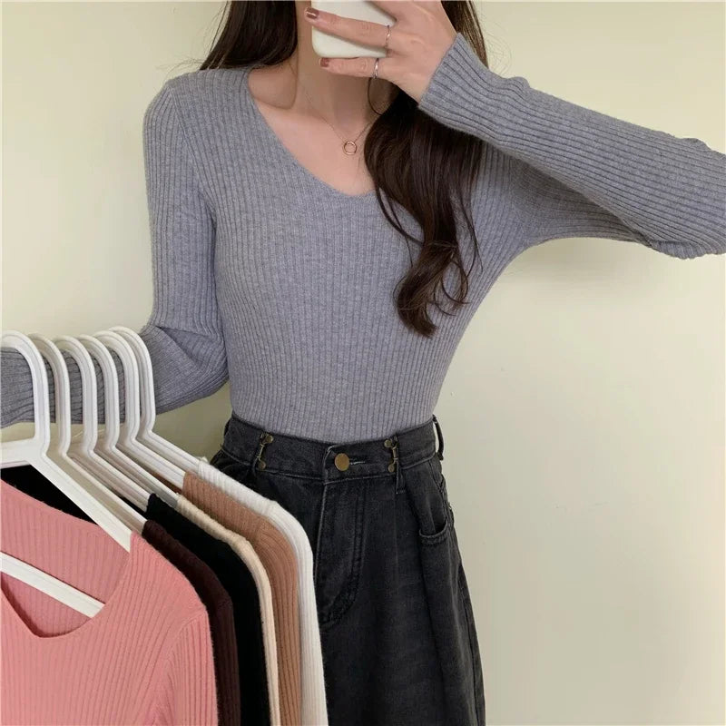 Women’s Solid Color Knit Sweatert - Jeglowstore