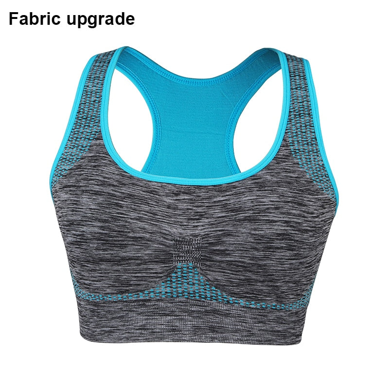 Shockproof Quick Dry Sports Bra Women Padded Gather Yoga Bra Push Up Gym Running Bra Seamless Workout Fitness Bra Top