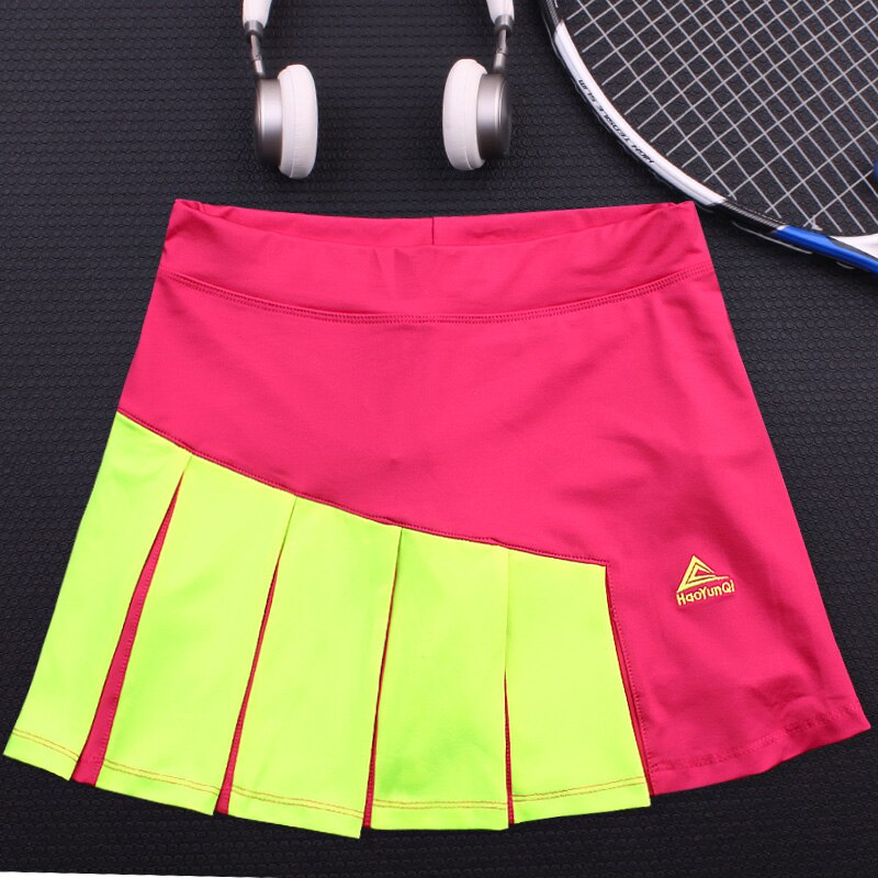 Girls Tennis Skorts with Built In Short , Top Quality Patchwork Thick Material Athletic Yoga Badminton Skirt Women Tennis Shorts