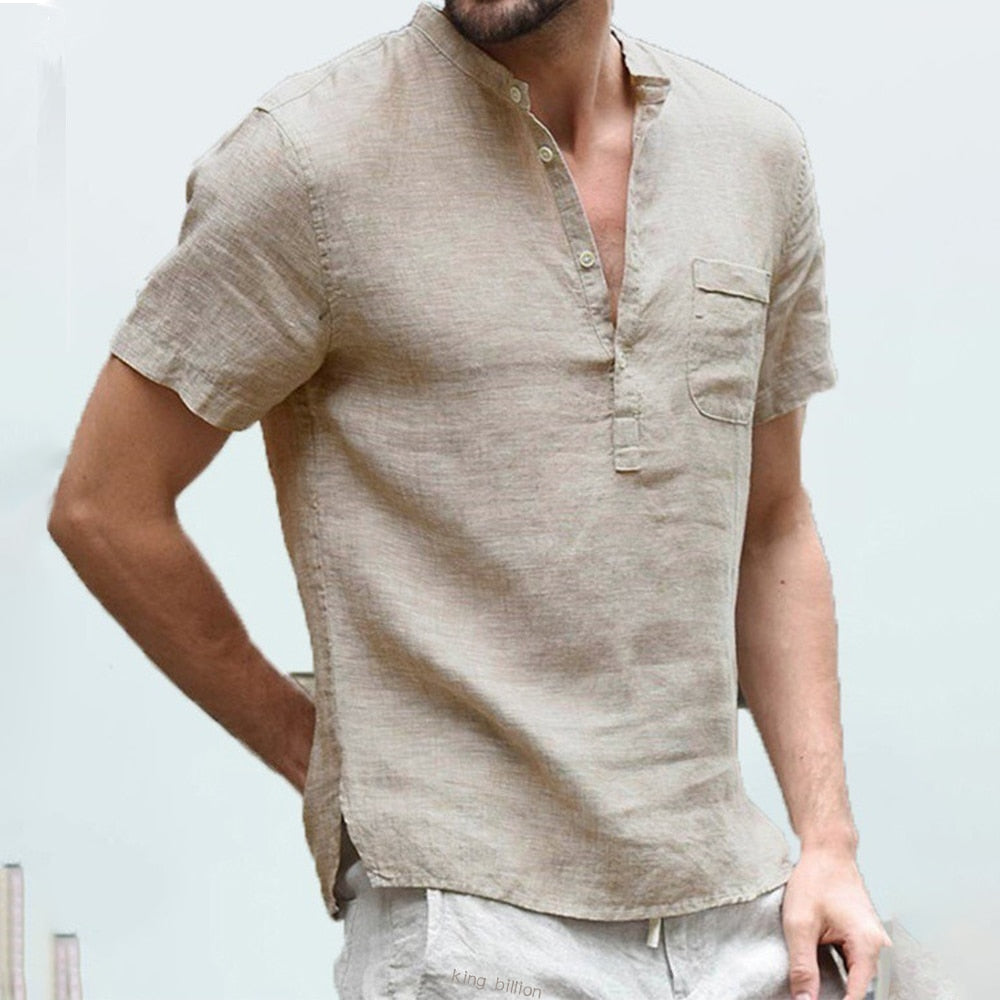 Men's Short-Sleeved T-shirt Cotton and Linen Led Casual Men's T-shirt
