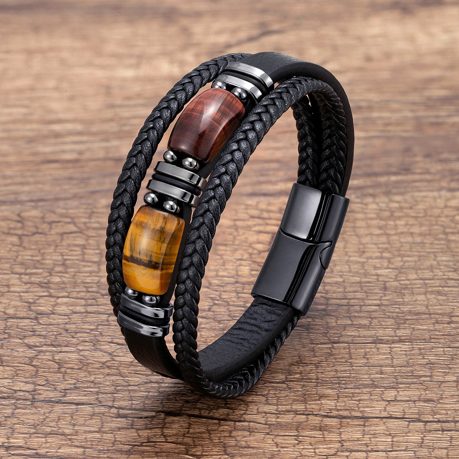Multilayer Tiger Eye Leather Bracelet - Jeglowstore