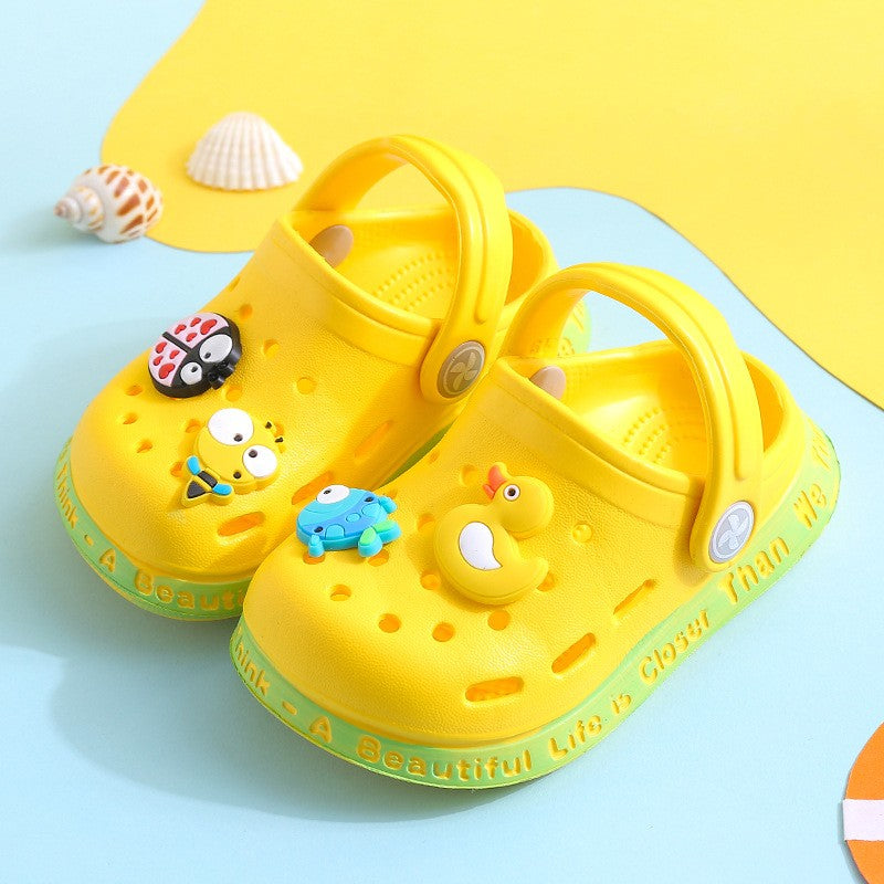 Summer Kids Sandals Hole Children's Shoes Slippers Soft Anti-Skid Cartoon DIY Design Hole Baby Shoes Sandy Beach For Boys Girls