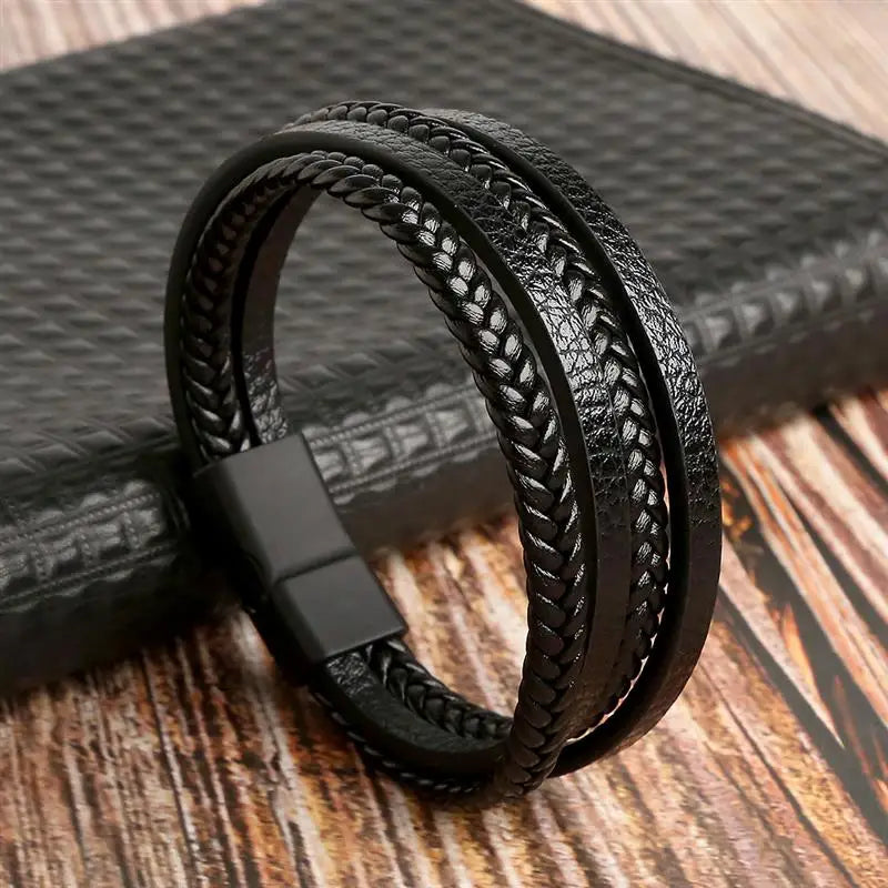Men’s Classic Handwoven Leather Bracelet - Jeglowstore