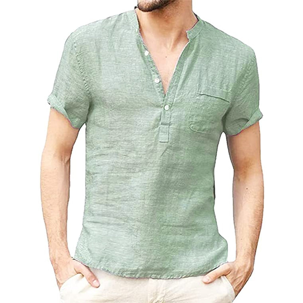 Men's Short-Sleeved T-shirt Cotton and Linen Led Casual Men's T-shirt